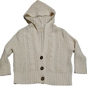 Aeropostale Hoodied Knit Button Cardigan Sweater  Cream/Off White XL